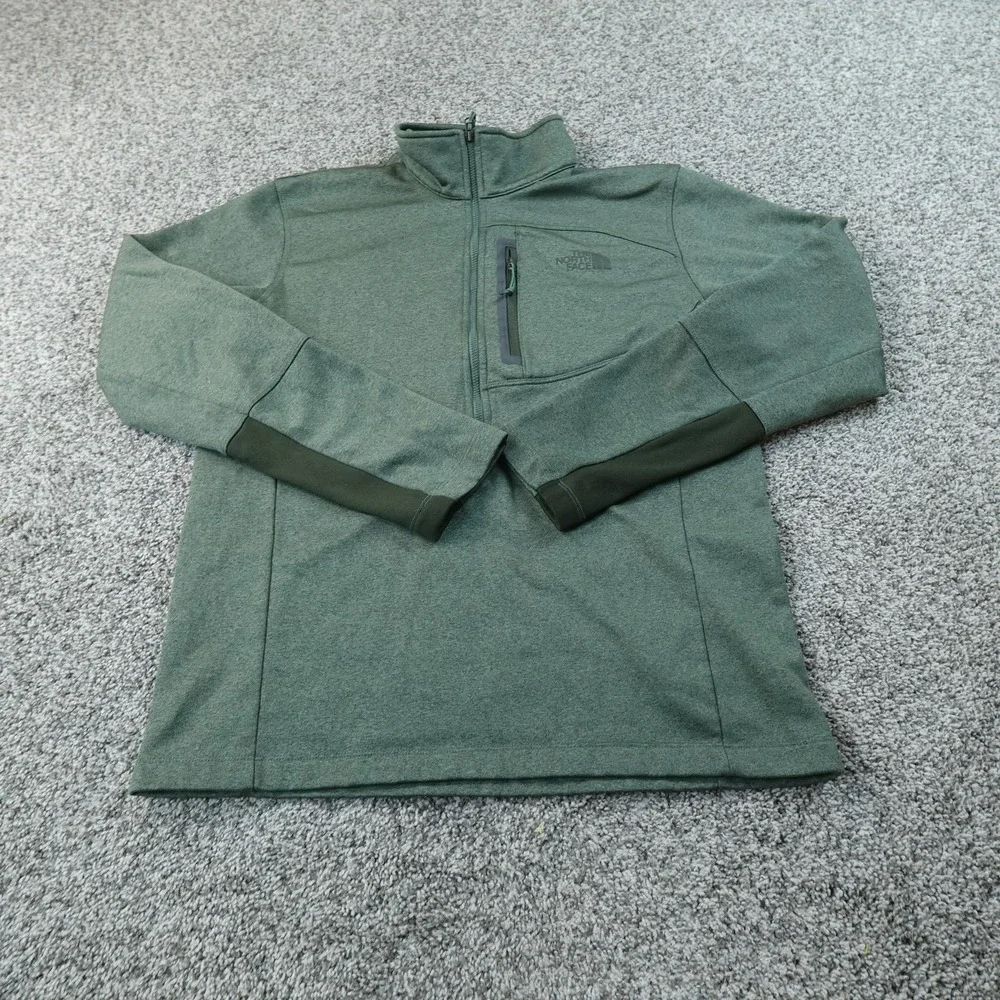 North Face Jacket Mens M Green Fleece 1/2 Zip Performance Outdoor Hiking Coat